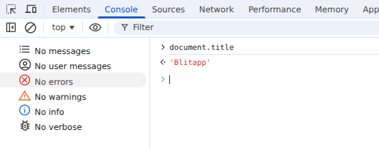 document.title returning the page title in the console