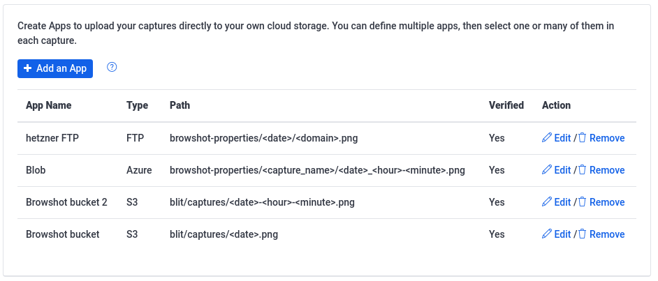 Get your web captures uploaded to your cloud storage
