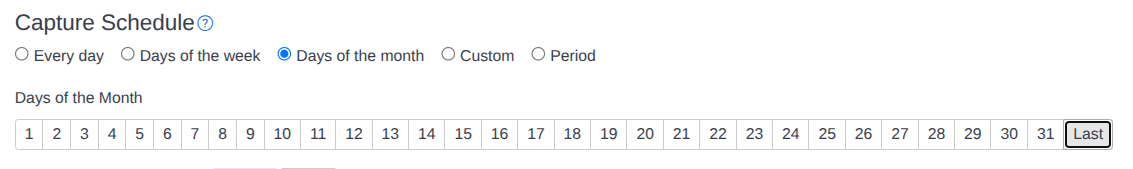 Schedule a capture on the last day of the month