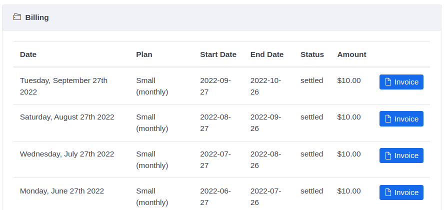 Billing (screenshot 1)