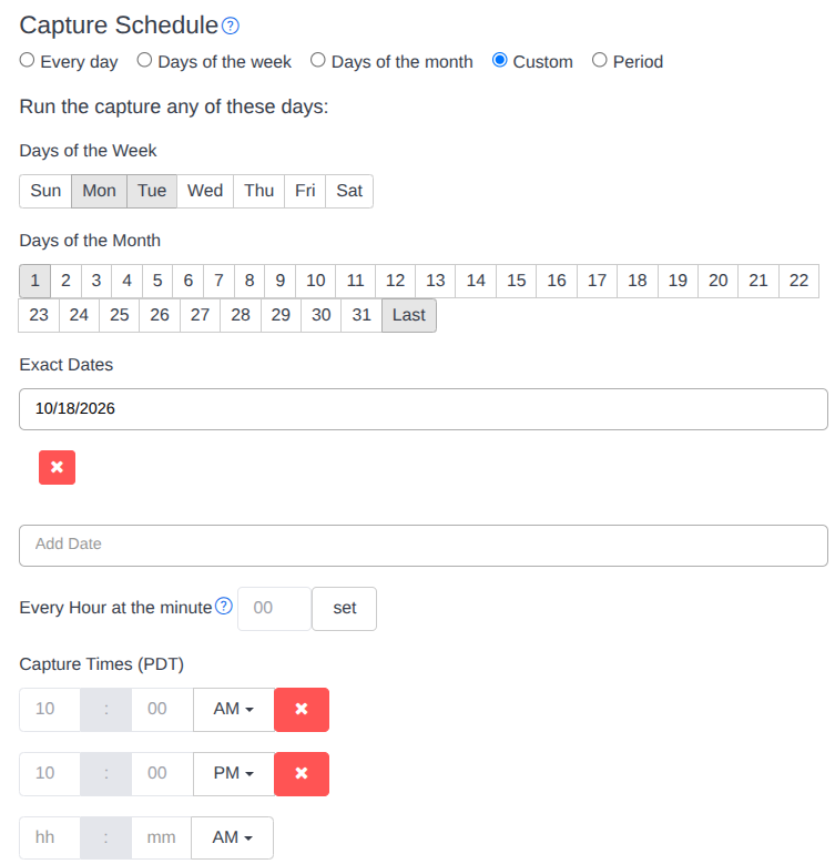 Capture Schedule