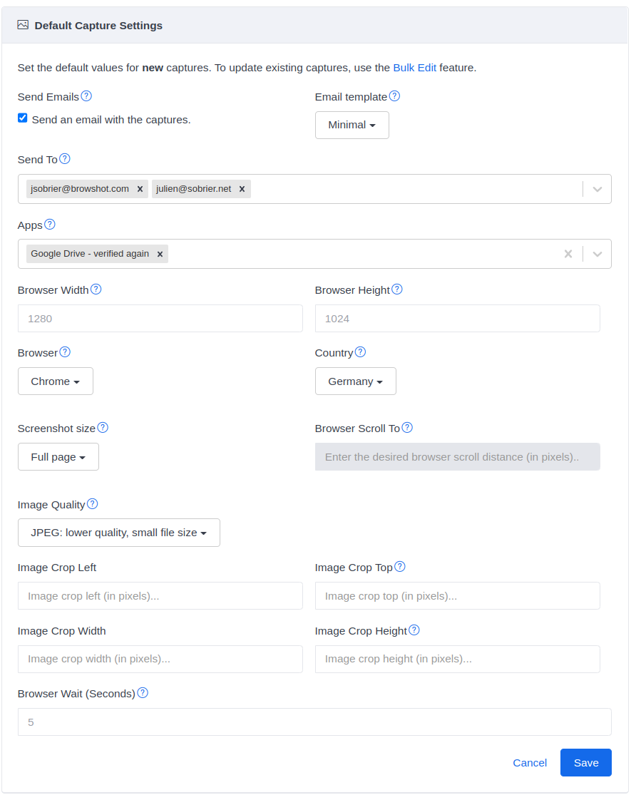 Default Capture Settings (screenshot 1)