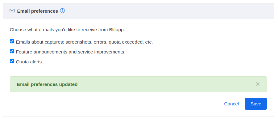 Email preferences